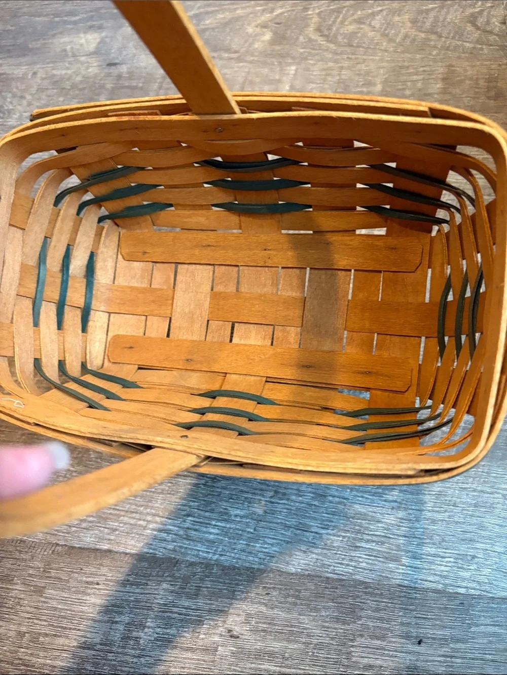 Longaberger Woven Basket Custom Easter Bunny Lid Green